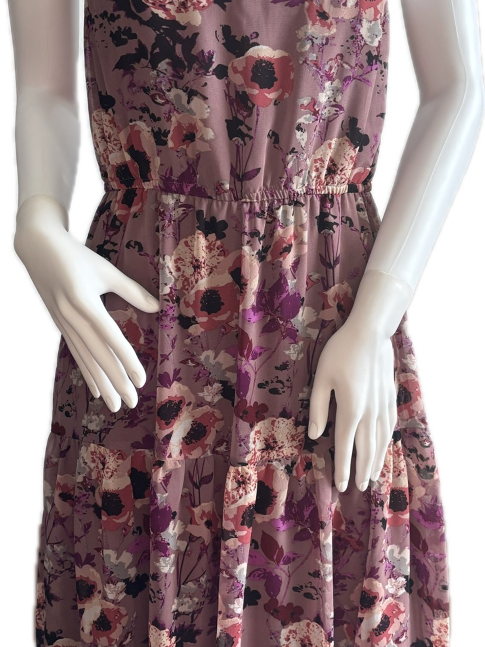 Lulu's Mauve Floral Tiered Maxi Dress